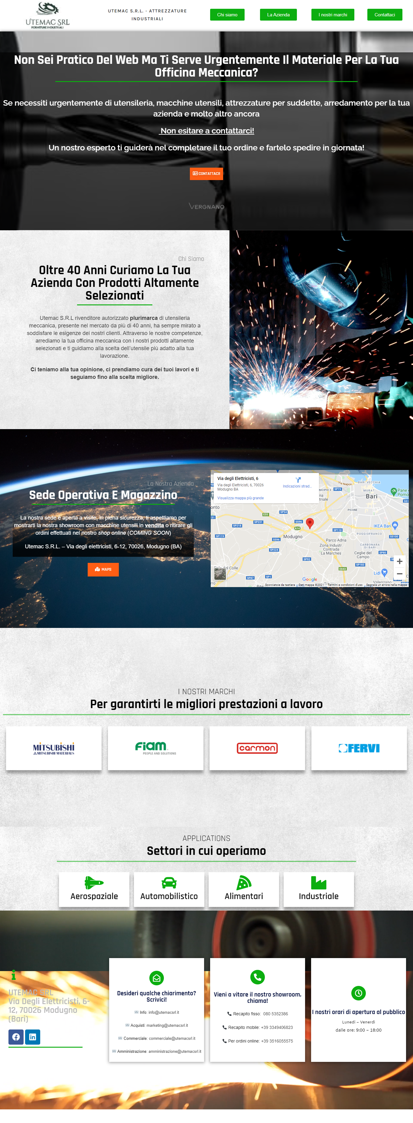 screenshot utemacsrl sito vetrina utensileria meccanica